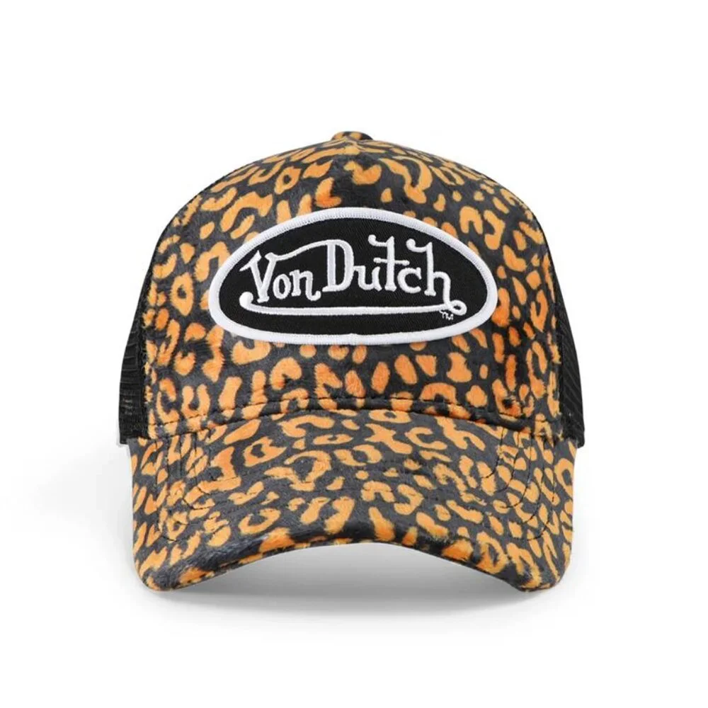 Von Dutch Orange Cheetah Velvet Trucker Hat MSRP89